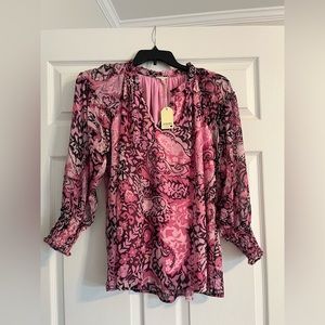 Jodifl Blouse. Pink and black. Size, small. New with tags.